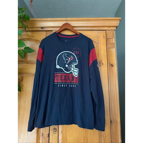 Nike Houston Texans Long-Sleeve Shirt (NFL Team Apparel, Navy/Red, XXL) - Picture 2 of 10